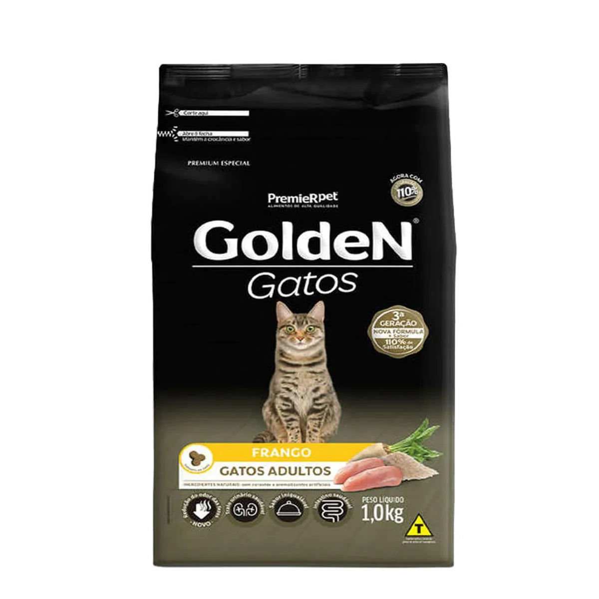 RAÇÃO GOLDEN GATOS ADULTOS SABOR FRANGO