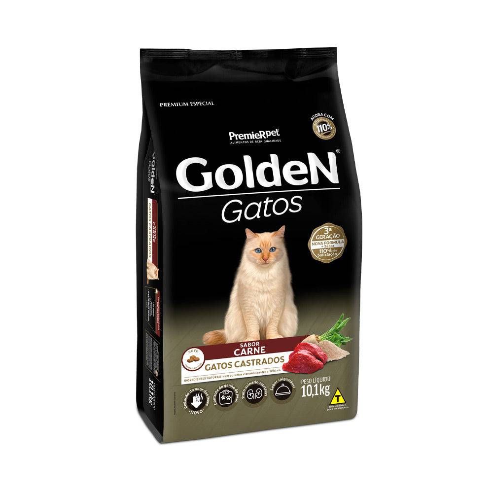 RAÇÃO GOLDEN GATOS CASTRADOS SABOR CARNE