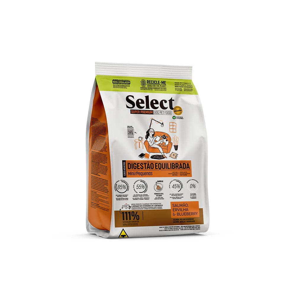 RAÇÃO SELECT DIGESTÃO EQUILIBRADA RAÇAS MINI E PEQUENA 2KG