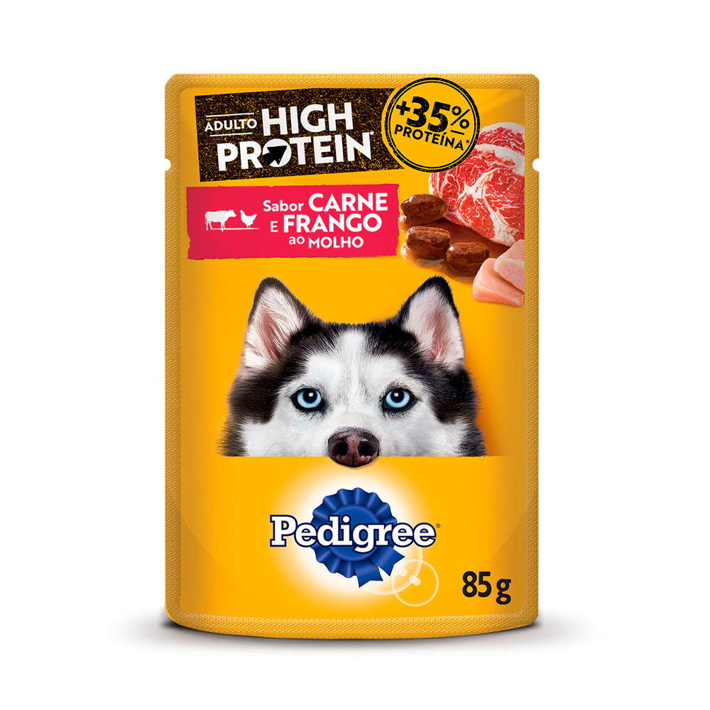 SACHÊ PEDIGREE ADULTO HIGH PROTEIN SABOR CARNE E FRANGO AO MOLHO 85G