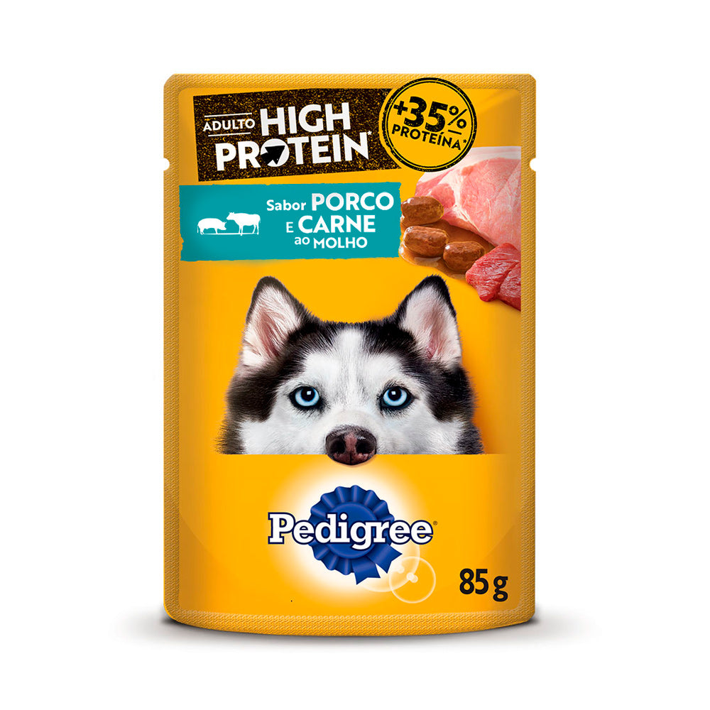 SACHÊ PEDIGREE ADULTO HIGH PROTEIN SABOR PORCO E CARNE AO MOLHO 85G