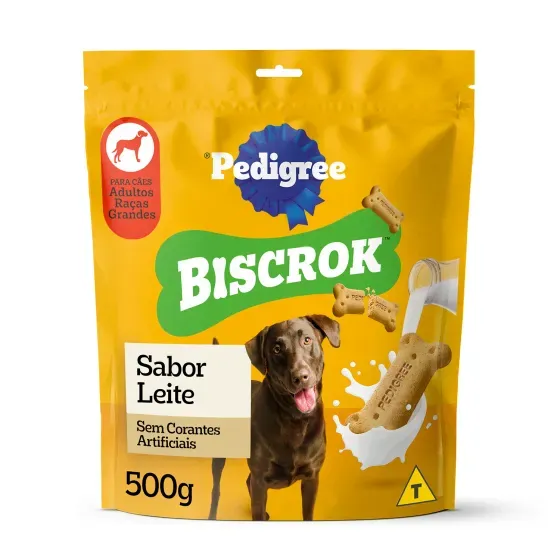 Biscoito Pedigree Biscrok para Cães Adultos Raças Grandes Leite