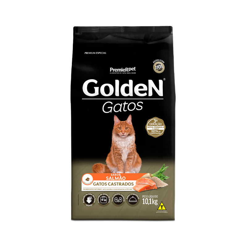 RAÇÃO GOLDEN GATOS CASTRADOS SALMÃO