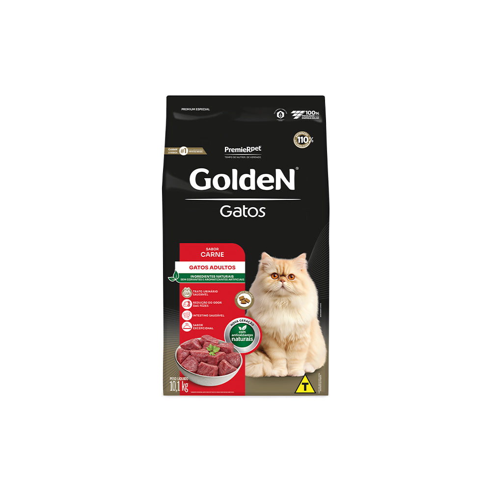 RAÇÃO GOLDEN GATOS ADULTOS SABOR CARNE