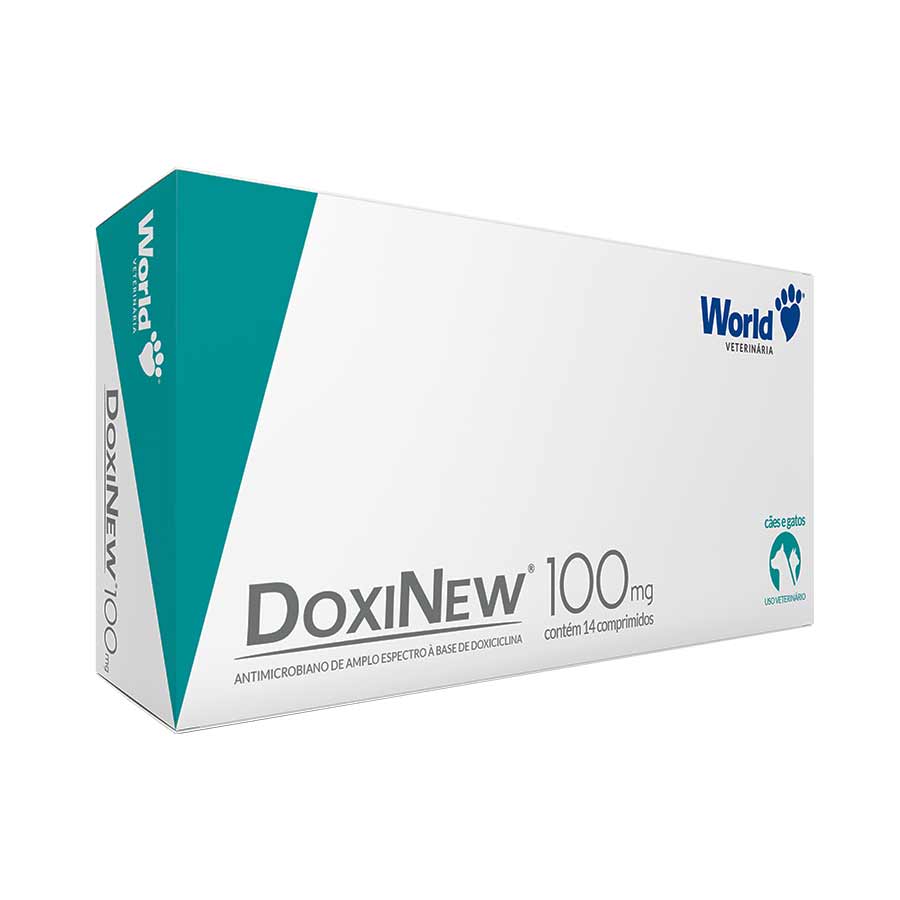 ANTIMICROBIANO DOXINEW WORLD 100MG PARA CÃES DE 20KG E GATOS (BLISTER)