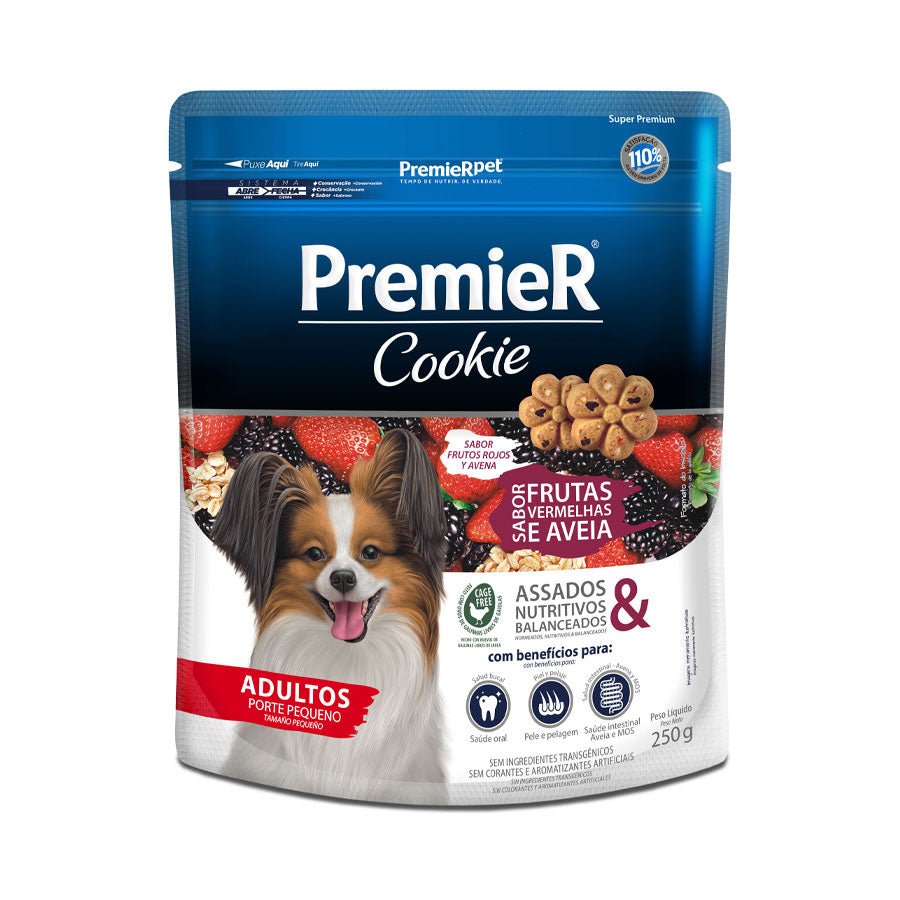 COOKIE PREMIER PARA CÃES ADULTOS SABOR FRUTAS VERMELHAS E AVEIA 250g