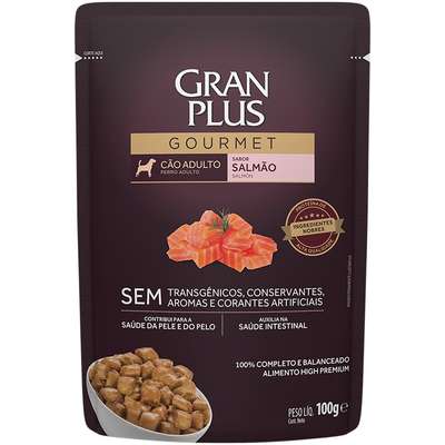 SACHE GRAN PLUS GOURMET CÃO ADULTO SABOR SALMÃO 85G