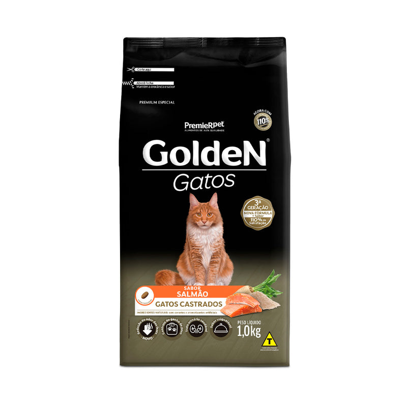 RAÇÃO GOLDEN GATOS CASTRADOS SALMÃO