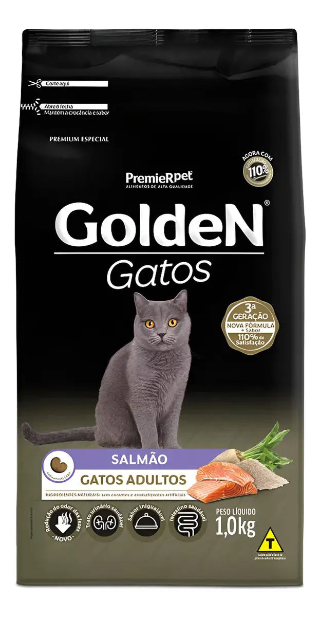 RAÇÃO GOLDEN GATOS ADULTOS SABOR SALMÃO