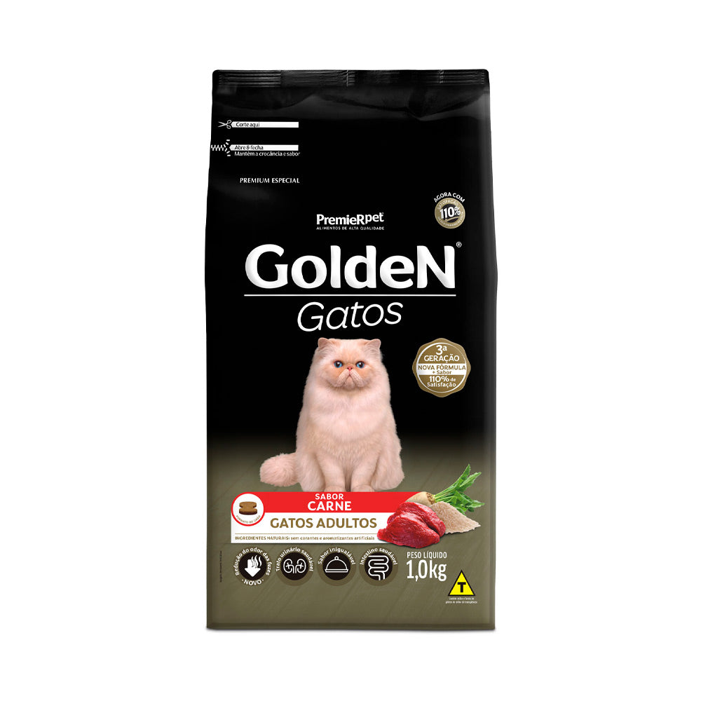 RAÇÃO GOLDEN GATOS ADULTOS SABOR CARNE