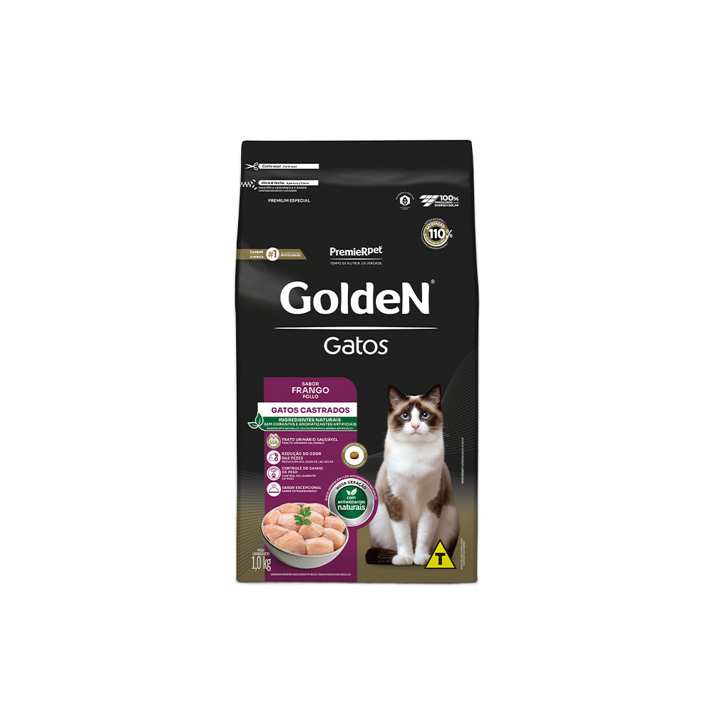 RAÇÃO GOLDEN GATOS CASTRADOS FRANGO