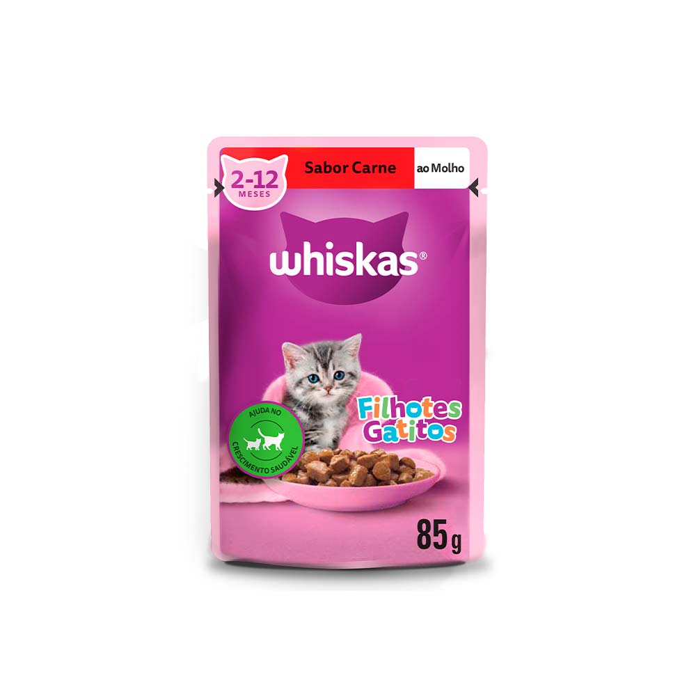 SACHE WHISKAS FILHOTES SABOR CARNE AO MOLHO 85G