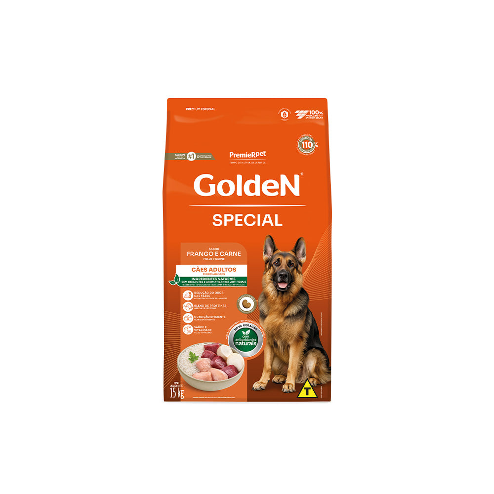 RAÇÃO GOLDEN SPECIAL PARA CÃES ADULTOS SABOR FRANGO E CARNE