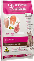 RAÇÃO QUATRO PATAS PREMIUM ESPECIAL GATOS ADULTOS SABOR SALMÃO, FRANGO E CARNE 10,1KG