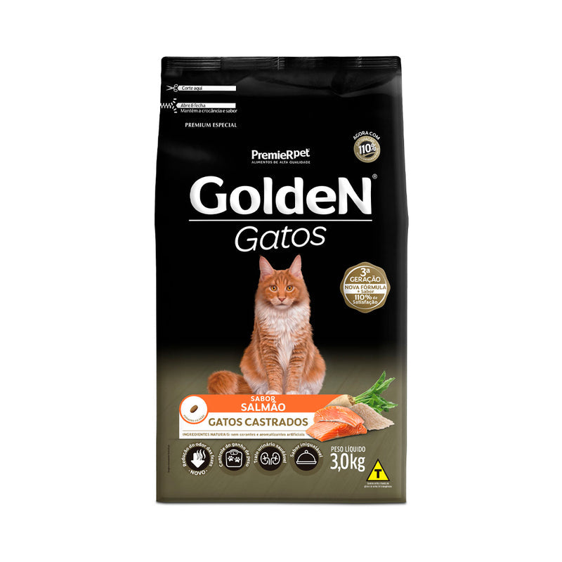 RAÇÃO GOLDEN GATOS CASTRADOS SALMÃO
