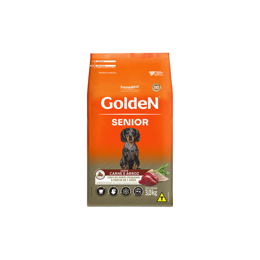 RAÇÃO GOLDEN SABOR CARNE PARA CÃES SÊNIOR DE RAÇAS PEQUENAS