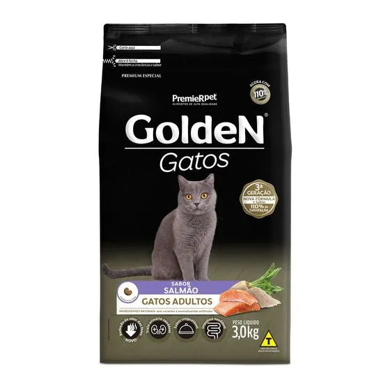 RAÇÃO GOLDEN GATOS ADULTOS SABOR SALMÃO