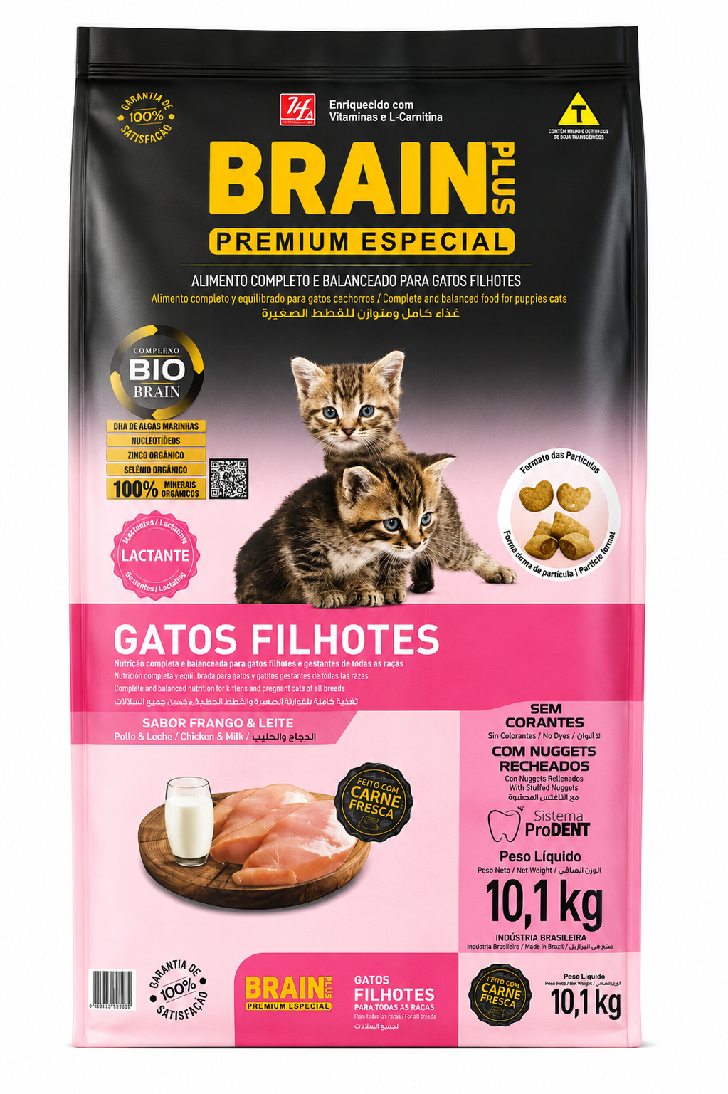 RAÇÃO BRAIN PLUS PREMIUM GATOS CASTRADOS FRANGO E LEITE 10,1KG