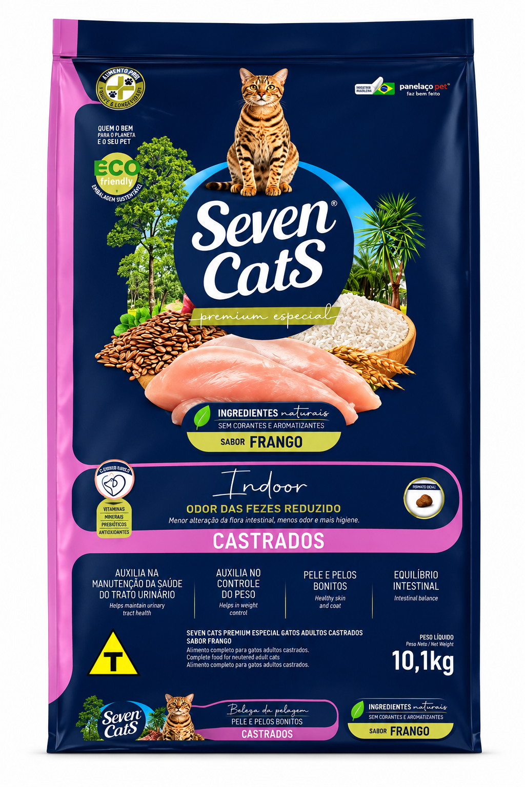 RAÇÃO SEVEN CATS PARA GATOS CASTRADOS SABOR FRANGO 10,1KG