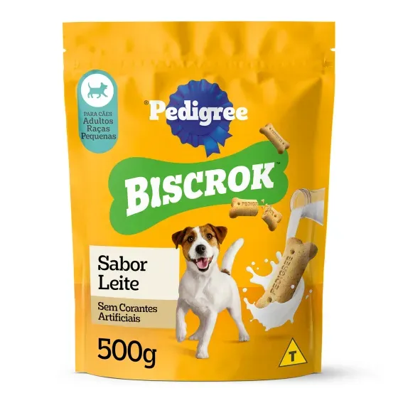 Biscoito Pedigree Biscrok para Cães Adultos Raças Pequenas Leite