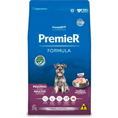 RAÇÃO PREMIER CÃO ADULTO PEQ PORTE ADULTO  FRANGO E MANDIOCA 20KG