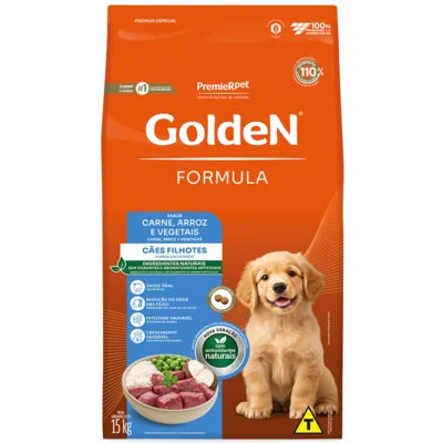 RAÇÃO GOLDEN CARNE, ARROZ E VEGETAIS  FILHOTES 15KG
