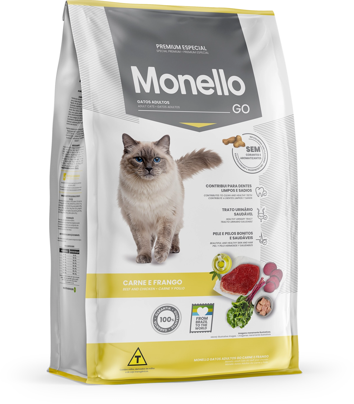 RAÇÃO MONELLO ESPECIAL GO PARA GATOS SABOR CARNE E FRANGO 10,1KG
