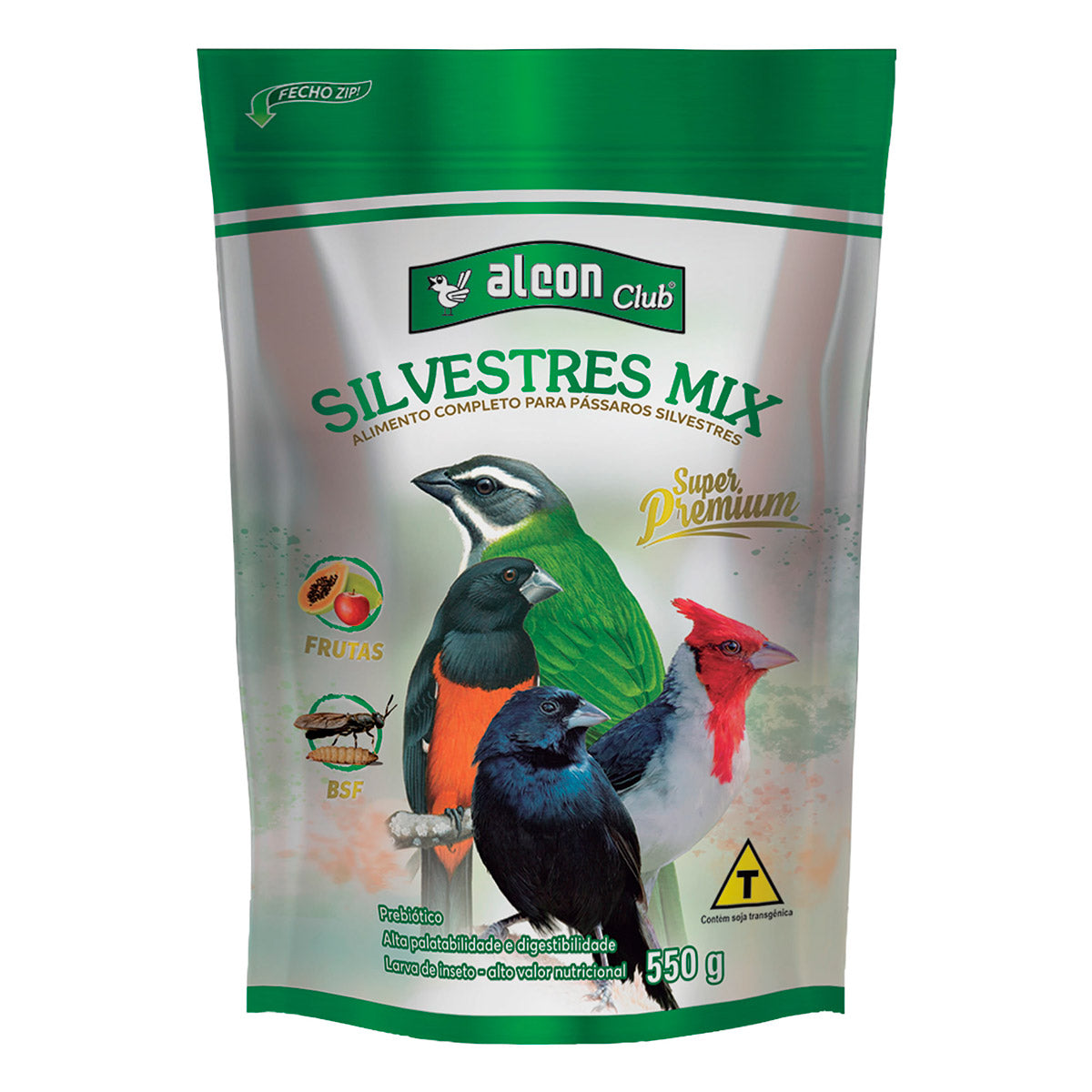 RAÇÃO ALCON CLUB - SILVESTRES MIX COM LARVAS E FRUTAS - 550G