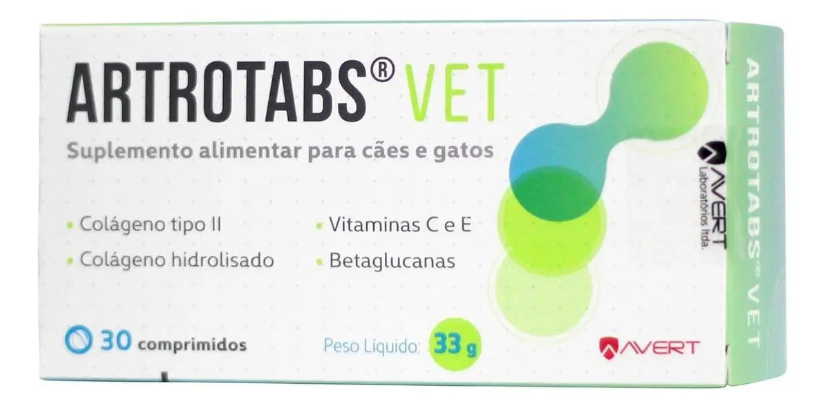 ARTROTABS VET SUPLEMENTO ALIMENTAR CAES E GATOS 30 COMPRIMIDOS