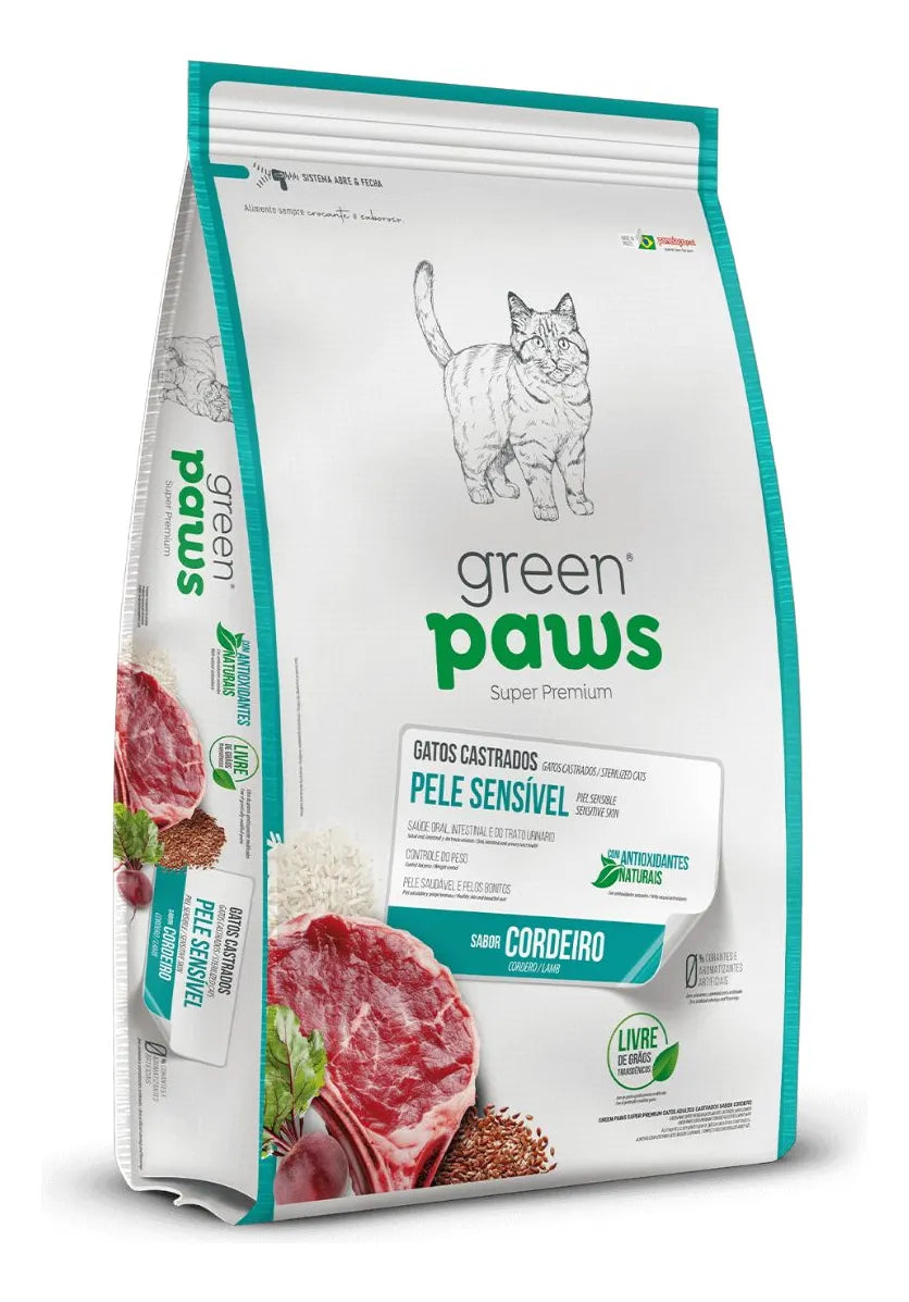 RAÇÃO GREEN PAWS GATO CASTRADO CORDEIRO 10,1KG