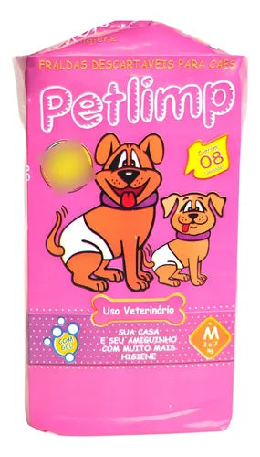 FRALDA HIGIÊNICA PETLIMP TAMANHO M DE 3 A 7KG 8 UNIDADES