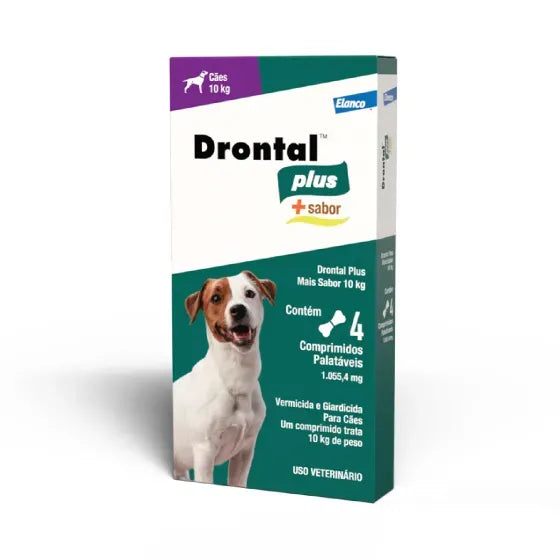 VERMÍFUGO DRONTAL PLUS + SABOR PARA CÃES 10KG