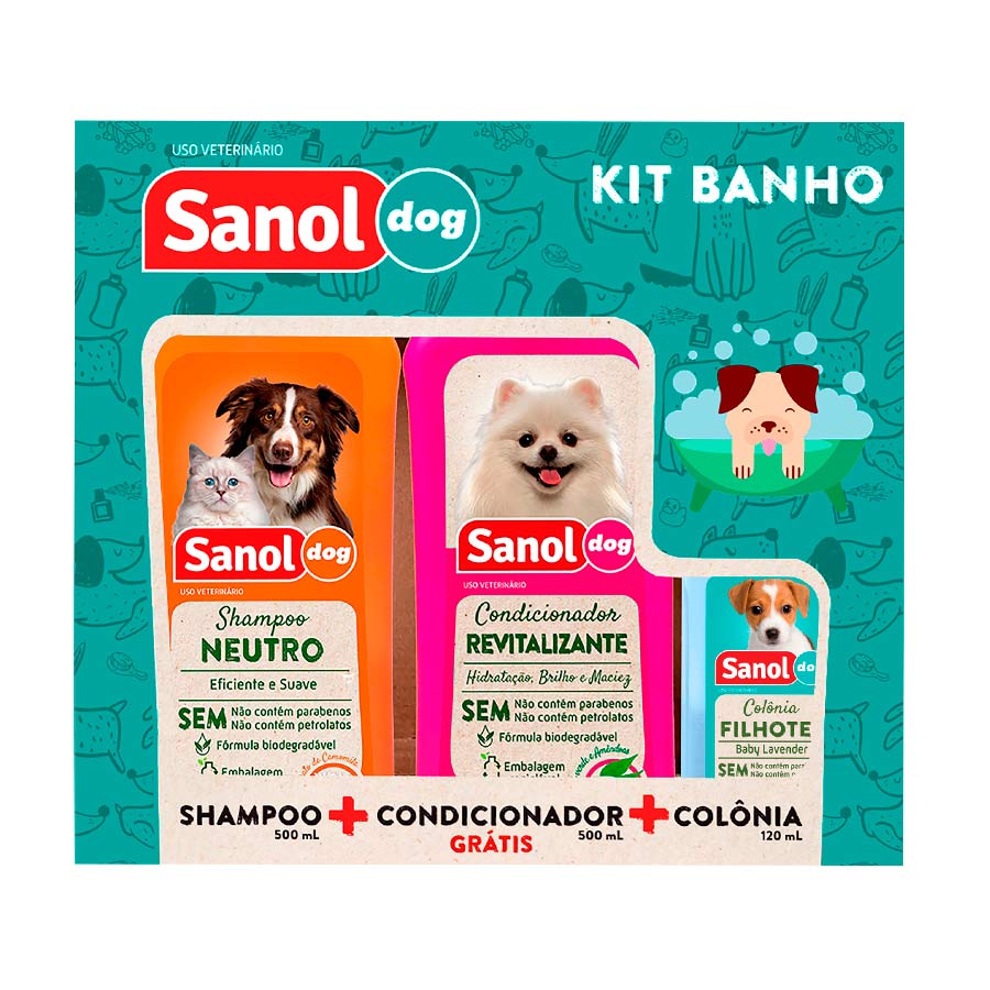 Kit Sanol Dog de Shampoo, Colônia e Condicionador
