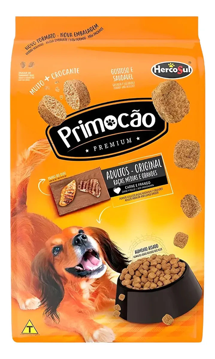 RAÇÃO PRIMOCÃO ORIGINAL CÃO ADULTO RAÇAS MÉDIAS E GRANDES 10,1KG