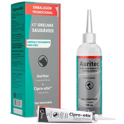 SYNTEC AURITEC 100 ML + CIPRO OTIC 15 G PARA CÃES E GATOS - KIT