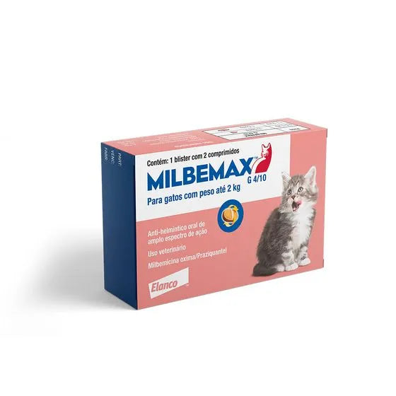 VERMÍFUGO MILBEMAX G GATOS 0,5 A 2KG 2 COMPRIMIDOS