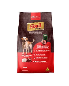 RAÇÃO FÃMIL PREMIUM CÃES ADULTOS MÉDIOS E GRANDES TRADICIONAL SABOR CARNE E ARROZ