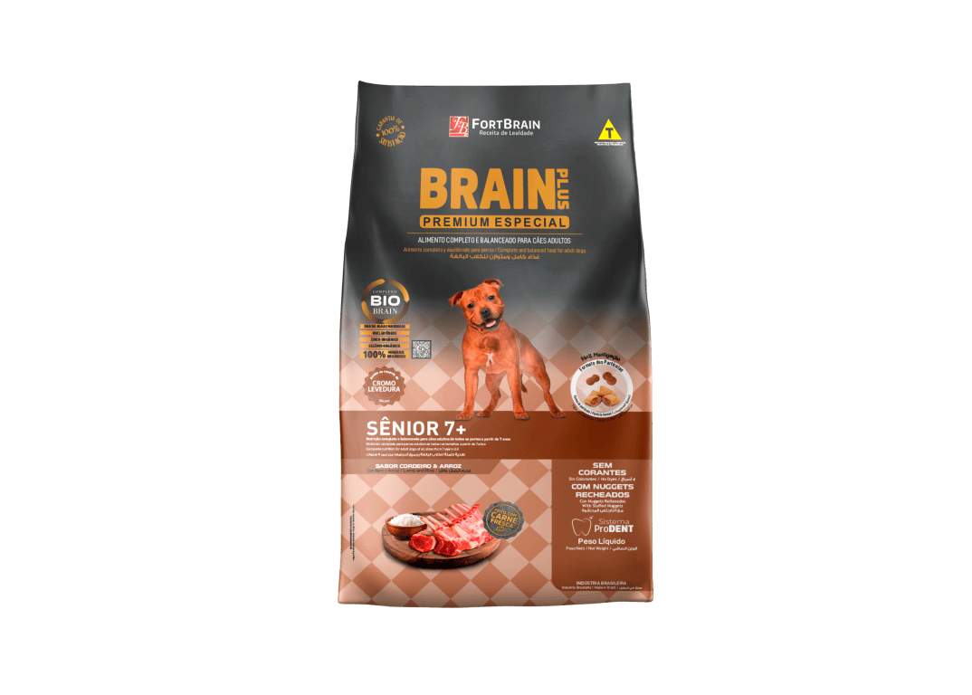 RAÇÃO BRAIN PLUS PREMIUM ESPECIAL CÃES SÊNIOR 7+ FORTBRAIN 10,1kg