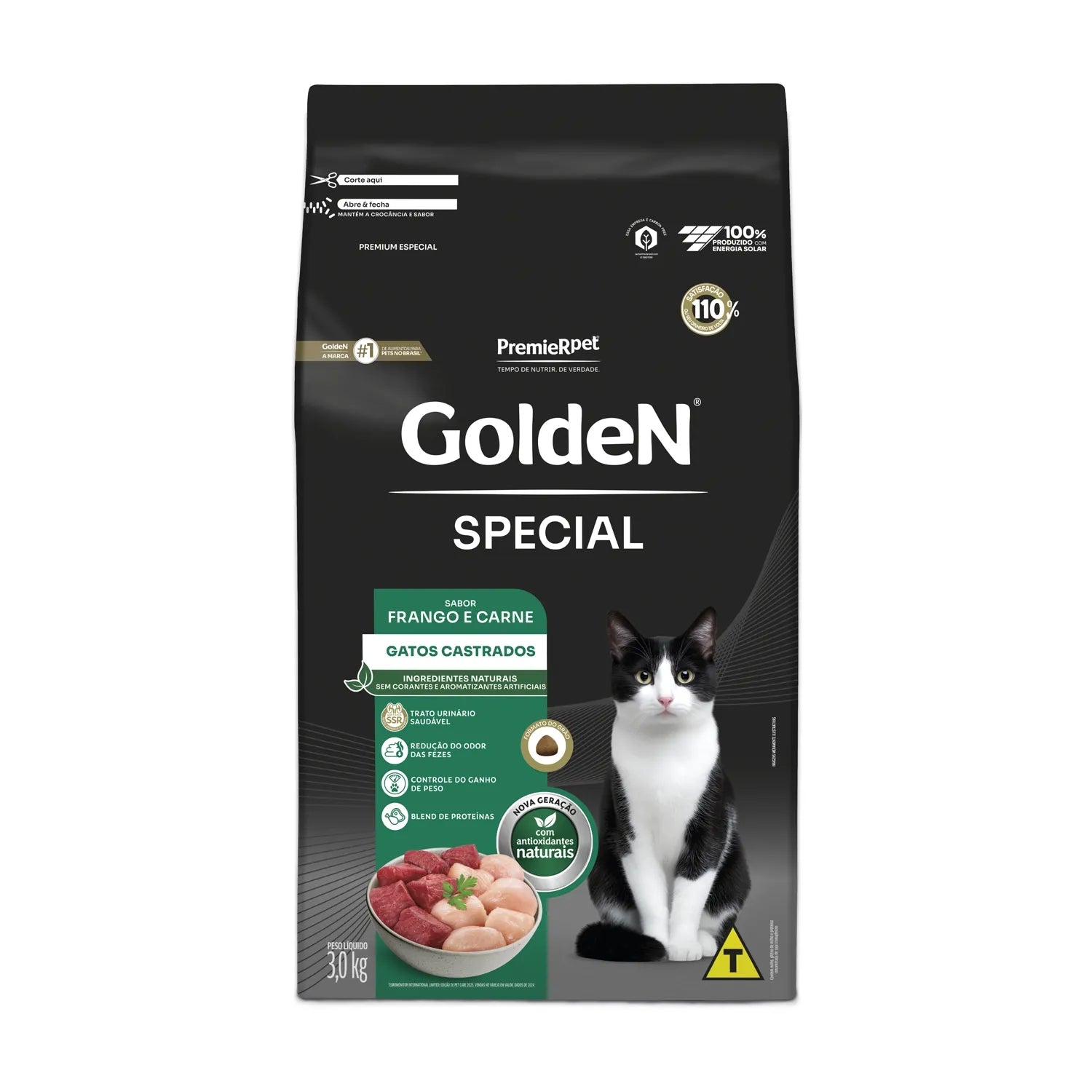Ração Golden Special Gatos Adultos Castrados Frango e Carne 3 kg