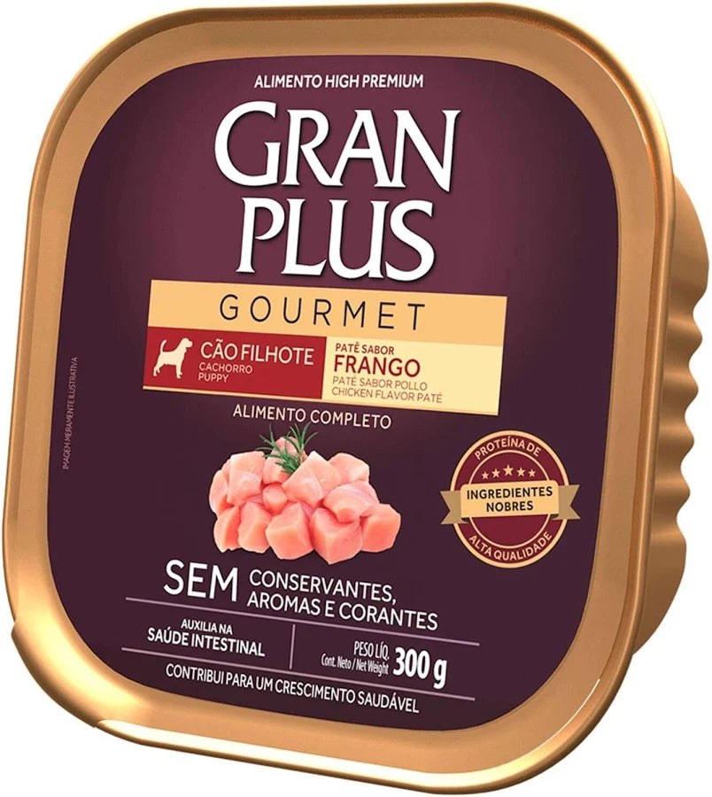 RAÇÃO ÚMIDA GRANPLUS GOURMET PATÊ SABOR FRANFO PARA GATOS FILHOTES 300G