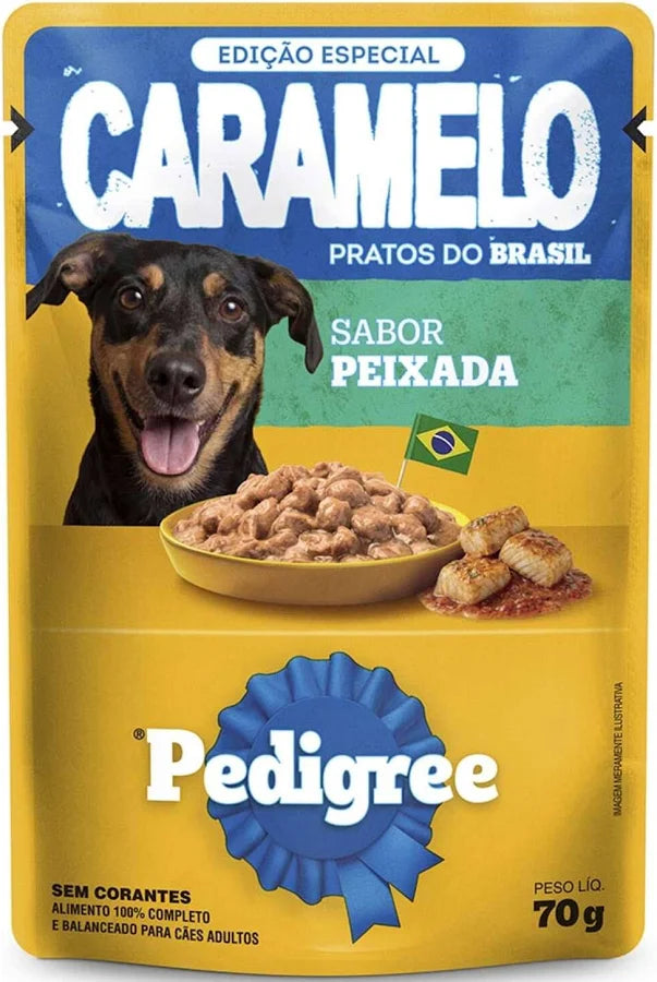 RAÇÃO ÚMIDA SACHÊ PEDIGREE CARAMELO SABOR PEIXADA 70G