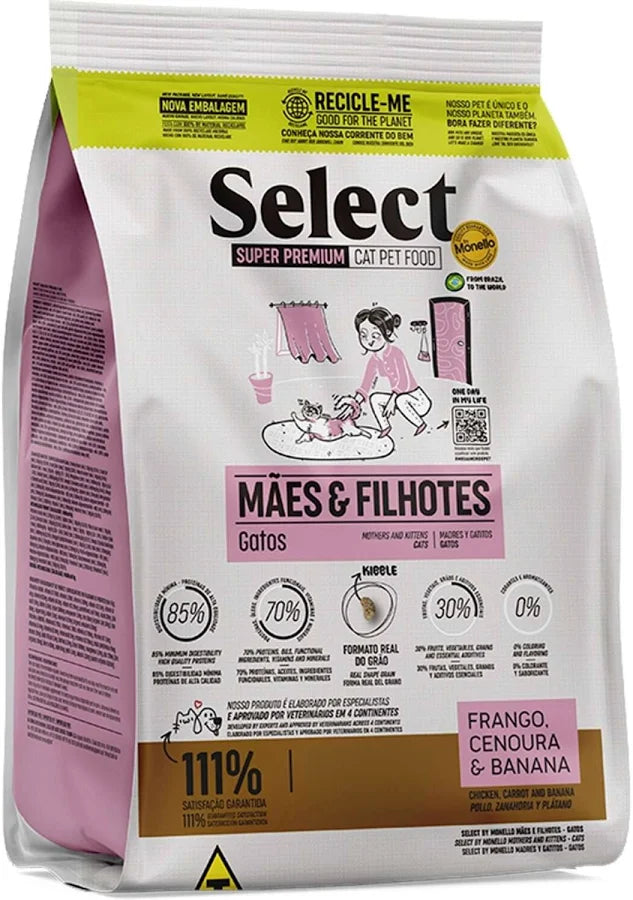 RAÇÃO SELECT GATOS MÃES E FILHOTES 1,5KG