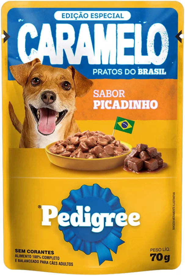 RAÇÃO ÚMIDA SACHÊ PEDIGREE CARAMELO SABOR PICADINHO 70G