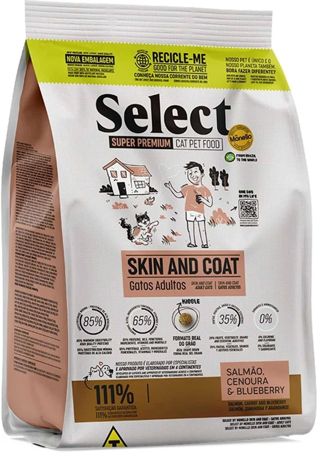 RAÇÃO SELECT GATOS SKIN AND COAT 1,5KG