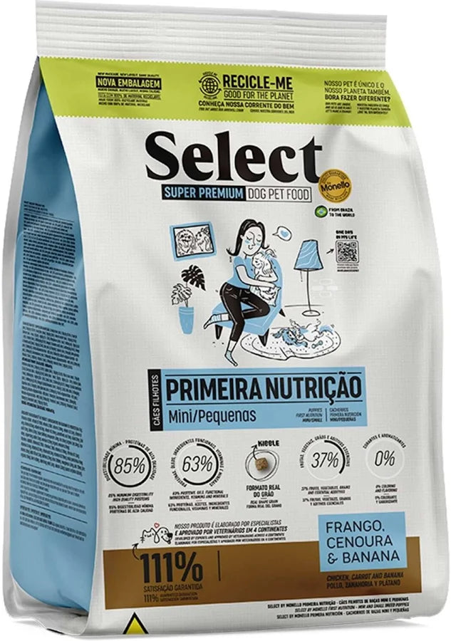 RAÇÃO SELECT PRIMEIRA NUTRIÇÃO PORTE PEQUENO E MINI 2KG