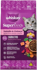 RAÇÃO WHISKAS SUPERFOODS SALMÃO E LINHAÇA GATOS ADULTOS 900KG