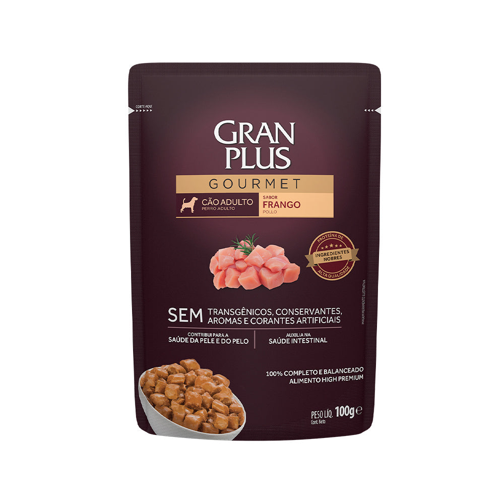 SACHE GRAN PLUS GOURMET CÃO ADULTO SABOR FRANGO 85G